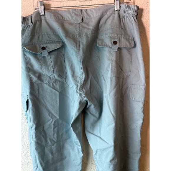 Outdoor Sports Light Blue Cargo Pants With Elastic Waist Button Pockets Size XL - Picture 7 of 10